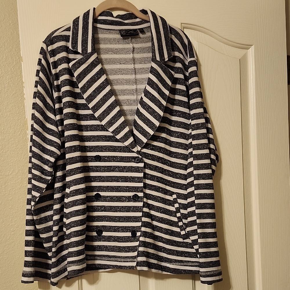 NWOT.  DG2 Striped Navy and White Women's Jacket